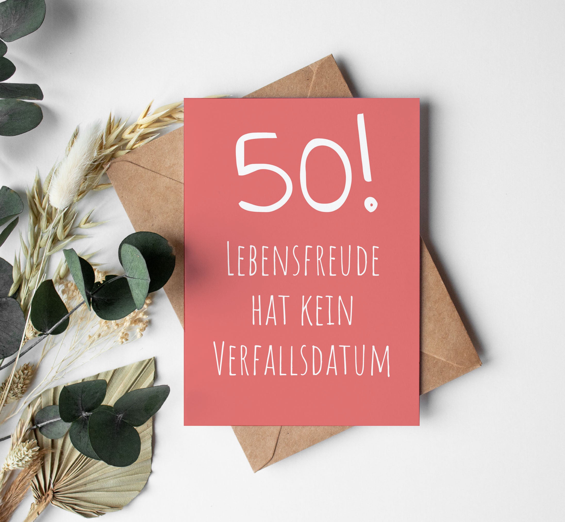 Glückwunsch Postkarte zum 50. Geburtstag – Lebensfreude hat kein Verfallsdatum